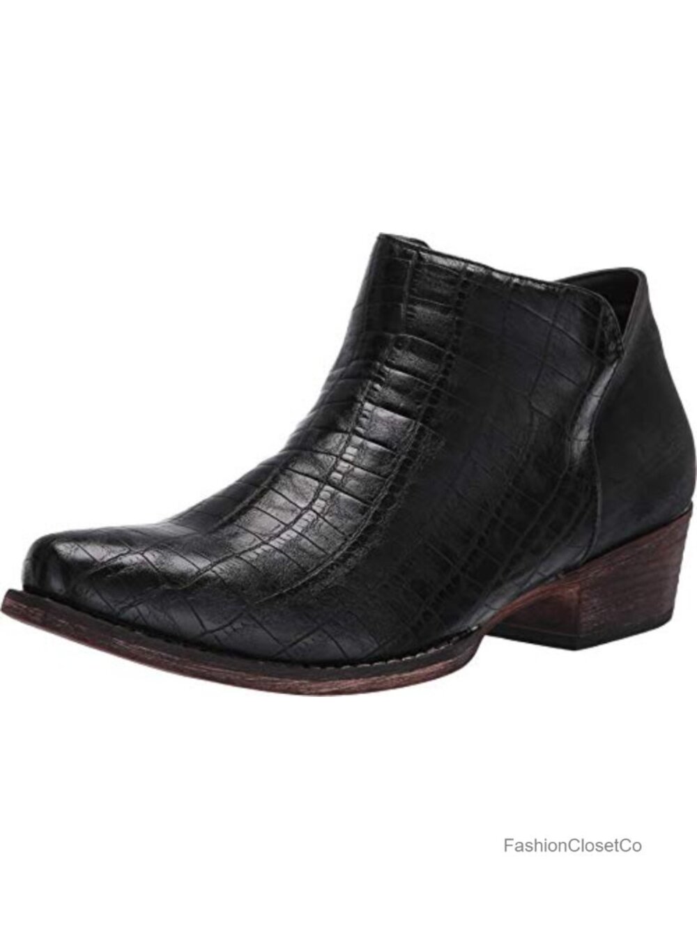 Faux Leather Snip Toe Ankle Bootie with Zipper